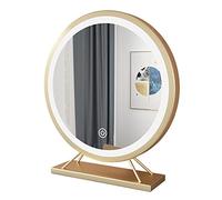WYJRO Miroir de Maquillage à écran Tactile éclairé avec LED, Miroir Rond de Maquillage de Coiffeuse pour Table,d'or,50CM/19.69''