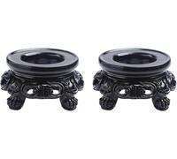 Wyjuan Lot de 2 présentoirs en bois noir pour sphère de cristal, support de boule de quartz, support creux en bois pour boule de cristal, globe en pierre, piédestaux, accessoires décoratifs