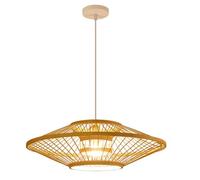 WYJYANC Suspension en Bambou 1 Lustre Élégant en Rotin Lampe D’Artisanat Décoratif Japonais Abat-Jour D’Art en Bambou Naturel pour Salon Cuisine Salle À Manger Ferme
