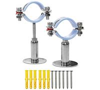 WYKA Lot de 2 supports muraux réglables en acier inoxydable pour tuyau de plafond 80 à 89 mm (50 + 50 mm)