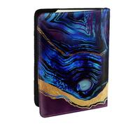 Wykjtwo Agate Abstraite Violet, Bleu, Or, Porte-Passeport Portefeuille de Voyage en Cuir PU Étui pour Passeport Couvre-Passeport 6,5 po