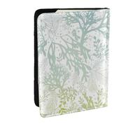 Wykjtwo Algues Bleues de mer Verte, Porte-Passeport Portefeuille de Voyage en Cuir PU Étui pour Passeport Couvre-Passeport 6,5 po