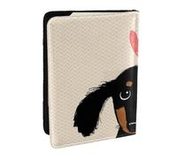 Wykjtwo Amour de Chiot Teckel, Porte-Passeport Portefeuille de Voyage en Cuir PU Étui pour Passeport Couvre-Passeport 6,5 po