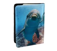 Wykjtwo Animal drôle Dauphin imprimé, Porte-Passeport Portefeuille de Voyage en Cuir PU Étui pour Passeport Couvre-Passeport 6,5 po