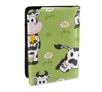Wykjtwo Animal Mignon Vache Vert, Porte-Passeport Portefeuille de Voyage en Cuir PU Étui pour Passeport Couvre-Passeport 6,5 po