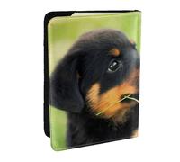Wykjtwo Animaux Animal Mignon Chien Chiot Rottweiler, Porte-Passeport Portefeuille de Voyage en Cuir PU Étui pour Passeport Couvre-Passeport 6,5 po