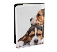 Wykjtwo Animaux Mignons Chiots Beagle Chiens, Porte-Passeport Portefeuille de Voyage en Cuir PU Étui pour Passeport Couvre-Passeport 6,5 po