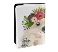 Wykjtwo Aquarelle Animal Mignon Joli Hérisson, Porte-Passeport Portefeuille de Voyage en Cuir PU Étui pour Passeport Couvre-Passeport 6,5 po