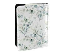 Wykjtwo Aquarelle Feuille Florale Verte Eucalyptus Feuilles Rondes Succulentes, Porte-Passeport Portefeuille de Voyage en Cuir PU Étui pour Passeport Couvre-Passeport 6,5 po
