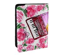 Wykjtwo Aquarelle Fleur Accordéon Rose, Porte-Passeport Portefeuille de Voyage en Cuir PU Étui pour Passeport Couvre-Passeport 6,5 po