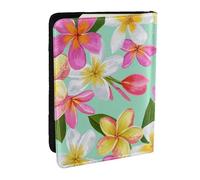 Wykjtwo Aquarelle Fleurs Tropicales Plumeria Floral, Porte-Passeport Portefeuille de Voyage en Cuir PU Étui pour Passeport Couvre-Passeport 6,5 po