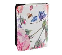 Wykjtwo Aquarelle Printemps Fleur Vintage, Porte-Passeport Portefeuille de Voyage en Cuir PU Étui pour Passeport Couvre-Passeport 6,5 po