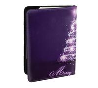 Wykjtwo Arbre de Noël Violet, Porte-Passeport Portefeuille de Voyage en Cuir PU Étui pour Passeport Couvre-Passeport 6,5 po