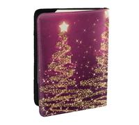 Wykjtwo Arbres étincelants de Noël élégants Rose Violet, Porte-Passeport Portefeuille de Voyage en Cuir PU Étui pour Passeport Couvre-Passeport 6,5 po