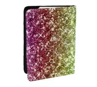 Wykjtwo Arc-en-Ciel Scintillant, Porte-Passeport Portefeuille de Voyage en Cuir PU Étui pour Passeport Couvre-Passeport 6,5 po