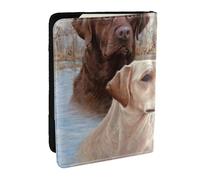 Wykjtwo Art de Chiot de Chien de Labrador Retriever, Porte-Passeport Portefeuille de Voyage en Cuir PU Étui pour Passeport Couvre-Passeport 6,5 po