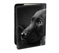 Wykjtwo Art de Chiot Labrador Noir, Porte-Passeport Portefeuille de Voyage en Cuir PU Étui pour Passeport Couvre-Passeport 6,5 po