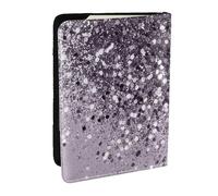 Wykjtwo Art décoratif Brillant à Paillettes Scintillantes pour Dame à la Lavande, Porte-Passeport Portefeuille de Voyage en Cuir PU Étui pour Passeport Couvre-Passeport 6,5 po