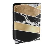 Wykjtwo Art géométrique Moderne en marbre doré Noir Blanc pailleté, Porte-Passeport Portefeuille de Voyage en Cuir PU Étui pour Passeport Couvre-Passeport 6,5 po