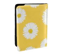 Wykjtwo Aster Blanc Marguerite Jaune, Porte-Passeport Portefeuille de Voyage en Cuir PU Étui pour Passeport Couvre-Passeport 6,5 po