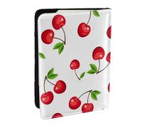 Wykjtwo Baies de Cerises Rouges, Porte-Passeport Portefeuille de Voyage en Cuir PU Étui pour Passeport Couvre-Passeport 6,5 po