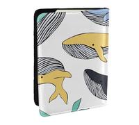 Wykjtwo Baleines Baleine Animal, Porte-Passeport Portefeuille de Voyage en Cuir PU Étui pour Passeport Couvre-Passeport 6,5 po