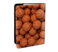 Wykjtwo Ballon de Basket Orange, Porte-Passeport Portefeuille de Voyage en Cuir PU Étui pour Passeport Couvre-Passeport 6,5 po