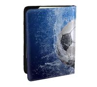 Wykjtwo Ballon de Football imprimé à l'eau, Porte-Passeport Portefeuille de Voyage en Cuir PU Étui pour Passeport Couvre-Passeport 6,5 po
