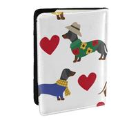 Wykjtwo Beau Chien Teckel, Porte-Passeport Portefeuille de Voyage en Cuir PU Étui pour Passeport Couvre-Passeport 6,5 po