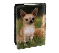 Wykjtwo Bébés Chiens Chihuahua, Porte-Passeport Portefeuille de Voyage en Cuir PU Étui pour Passeport Couvre-Passeport 6,5 po
