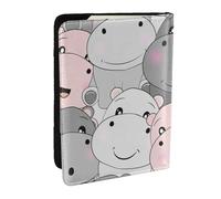 Wykjtwo Bébés hippopotames Mignons, Porte-Passeport Portefeuille de Voyage en Cuir PU Étui pour Passeport Couvre-Passeport 6,5 po