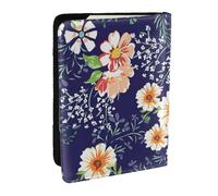 Wykjtwo Belle Fleur Jardin Pétale Floral Feuilles Prairie Orange, Porte-Passeport Portefeuille de Voyage en Cuir PU Étui pour Passeport Couvre-Passeport 6,5 po