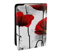 Wykjtwo Belle Impression à l'encre de Fleur de Pavot, Porte-Passeport Portefeuille de Voyage en Cuir PU Étui pour Passeport Couvre-Passeport 6,5 po