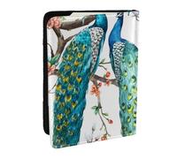 Wykjtwo Belle Impression de Fleurs de Paon, Porte-Passeport Portefeuille de Voyage en Cuir PU Étui pour Passeport Couvre-Passeport 6,5 po