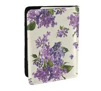 Wykjtwo Belle Impression de Fleurs Violettes, Porte-Passeport Portefeuille de Voyage en Cuir PU Étui pour Passeport Couvre-Passeport 6,5 po