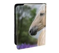 Wykjtwo Belle Lavande de Cheval Palomino, Porte-Passeport Portefeuille de Voyage en Cuir PU Étui pour Passeport Couvre-Passeport 6,5 po