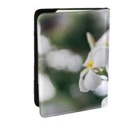 Wykjtwo Belles Fleurs de frangipanier Blanc Wake Plumeria, Porte-Passeport Portefeuille de Voyage en Cuir PU Étui pour Passeport Couvre-Passeport 6,5 po