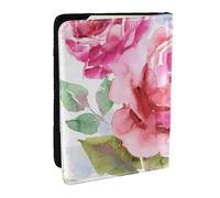 Wykjtwo Belles Fleurs Rose Fleur Rose Floral, Porte-Passeport Portefeuille de Voyage en Cuir PU Étui pour Passeport Couvre-Passeport 6,5 po