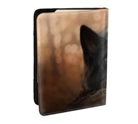 Wykjtwo Berger Allemand Noir Bokeh Automne Allemand, Porte-Passeport Portefeuille de Voyage en Cuir PU Étui pour Passeport Couvre-Passeport 6,5 po