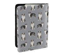Wykjtwo Berger Australien Bleu Merle Chien Simple Gris, Porte-Passeport Portefeuille de Voyage en Cuir PU Étui pour Passeport Couvre-Passeport 6,5 po