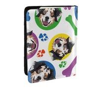 Wykjtwo Berger Australien Coloré Et Joueur, Porte-Passeport Portefeuille de Voyage en Cuir PU Étui pour Passeport Couvre-Passeport 6,5 po