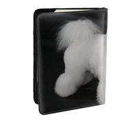Wykjtwo Bichon Frise Chiens Blancs Animaux Chiens Bichon Frise, Porte-Passeport Portefeuille de Voyage en Cuir PU Étui pour Passeport Couvre-Passeport 6,5 po
