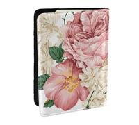 Wykjtwo Blanc Floral Vintage, Porte-Passeport Portefeuille de Voyage en Cuir PU Étui pour Passeport Couvre-Passeport 6,5 po