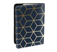 Wykjtwo Bleu Marine Or, Porte-Passeport Portefeuille de Voyage en Cuir PU Étui pour Passeport Couvre-Passeport 6,5 po