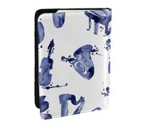 Wykjtwo Blues Saxophone Piano Violoncelle Basse, Porte-Passeport Portefeuille de Voyage en Cuir PU Étui pour Passeport Couvre-Passeport 6,5 po