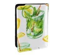 Wykjtwo Boire Un Cocktail Glace Au Citron, Porte-Passeport Portefeuille de Voyage en Cuir PU Étui pour Passeport Couvre-Passeport 6,5 po