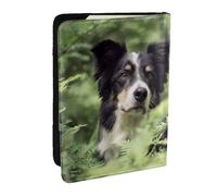 Wykjtwo Border Collie Chiens Bokeh Animaux Noir Blanc, Porte-Passeport Portefeuille de Voyage en Cuir PU Étui pour Passeport Couvre-Passeport 6,5 po