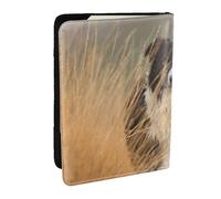 Wykjtwo Border Collie Pelouse Animaux Noir Bordure Blanche, Porte-Passeport Portefeuille de Voyage en Cuir PU Étui pour Passeport Couvre-Passeport 6,5 po