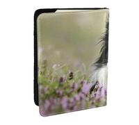 Wykjtwo Border Collie Pelouse Border Collie Noir Animaux, Porte-Passeport Portefeuille de Voyage en Cuir PU Étui pour Passeport Couvre-Passeport 6,5 po