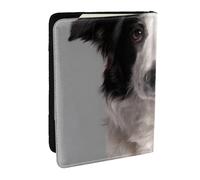 Wykjtwo Border Collie, Porte-Passeport Portefeuille de Voyage en Cuir PU Étui pour Passeport Couvre-Passeport 6,5 po